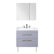 Innoci-Usa Anacapa 32 in. W Wall Mounted Vanity Set with Integrated Basin and Medicine Cabinet in Matte Gray 91320287